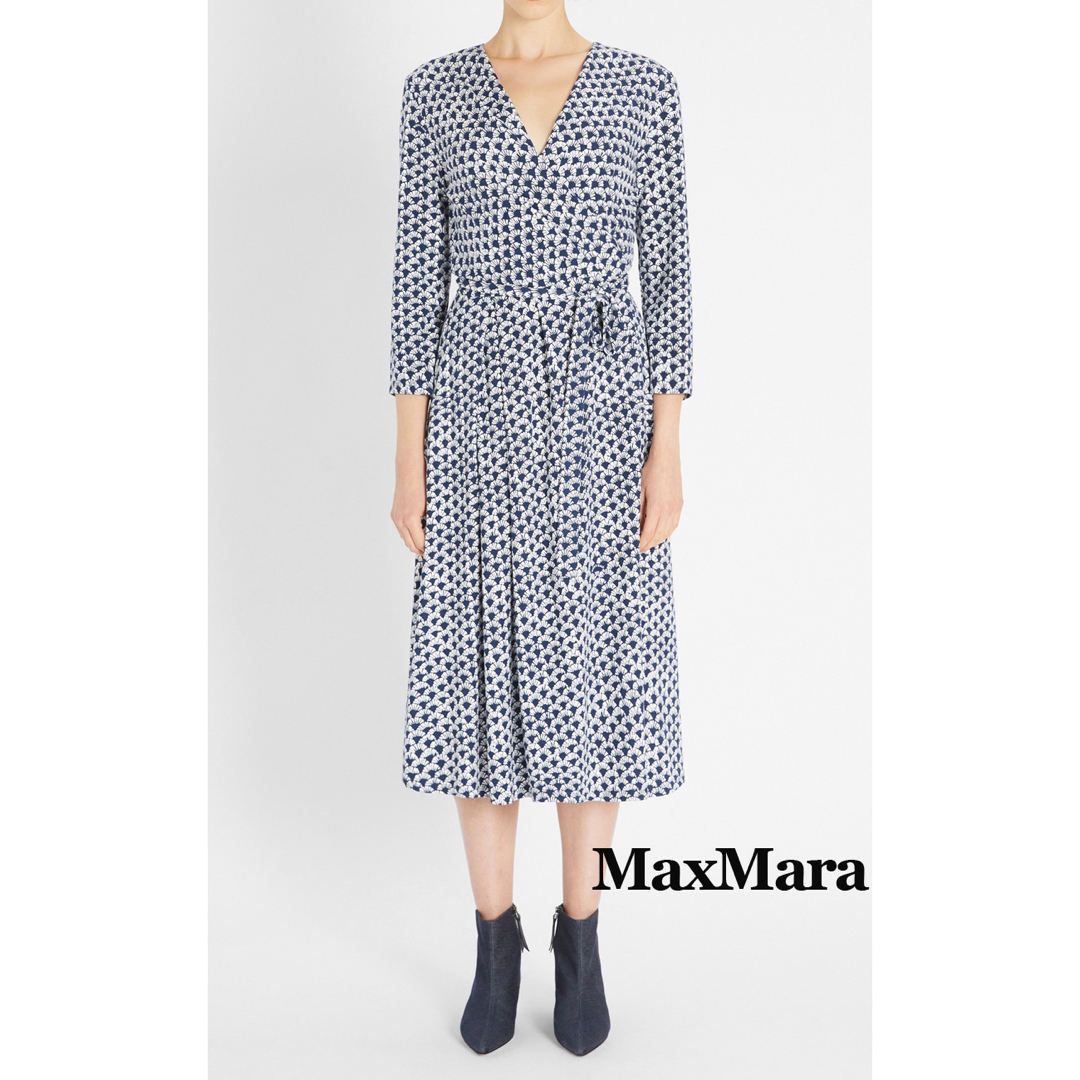 Weekend Max Mara(ウィークエンドマックスマーラ)のマックスマーラ カシュクールワンピース ネイビー レディースのワンピース(ロングワンピース/マキシワンピース)の商品写真