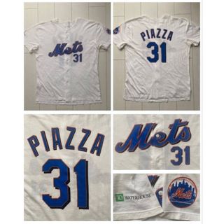 メジャーリーグベースボール(MLB)の90s new york mets PIAZZA ベースボール シャツ 白　XL(ジャージ)