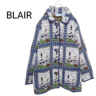 ヴィンテージ(VINTAGE)の【BLAIR】ゴブラン織り 総柄ジャケット 灯台 ヨット A-1878(その他)