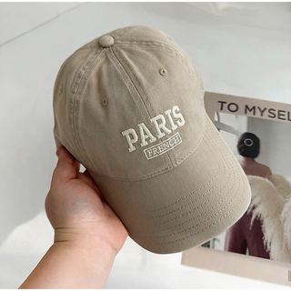 ロゴキャップ PARIS キャップ ベージュ 帽子 韓国 小顔効果 UV防止(キャップ)
