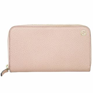 グッチ(GUCCI)の本物 グッチ GUCCI インターロッキング G ラウンドファスナー 長財布 ロングウォレット レザー ピンク 449347 Interlocking 財布 ウォレット 中古(財布)