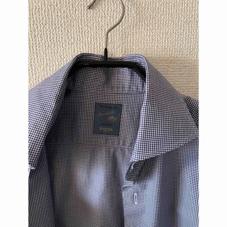 バルバ(BARBA)の美品 バルバ 千鳥格子 ハウンドトゥース ギンガム ネイビー シャツ 38(シャツ)