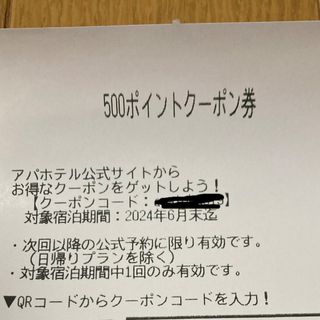 アパホテル　500ポイントクーポン券(その他)