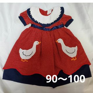 ヴィンテージ(VINTAGE)のUS vintage アヒル ドット ビッグカラー ワンピース  90～100(ワンピース)