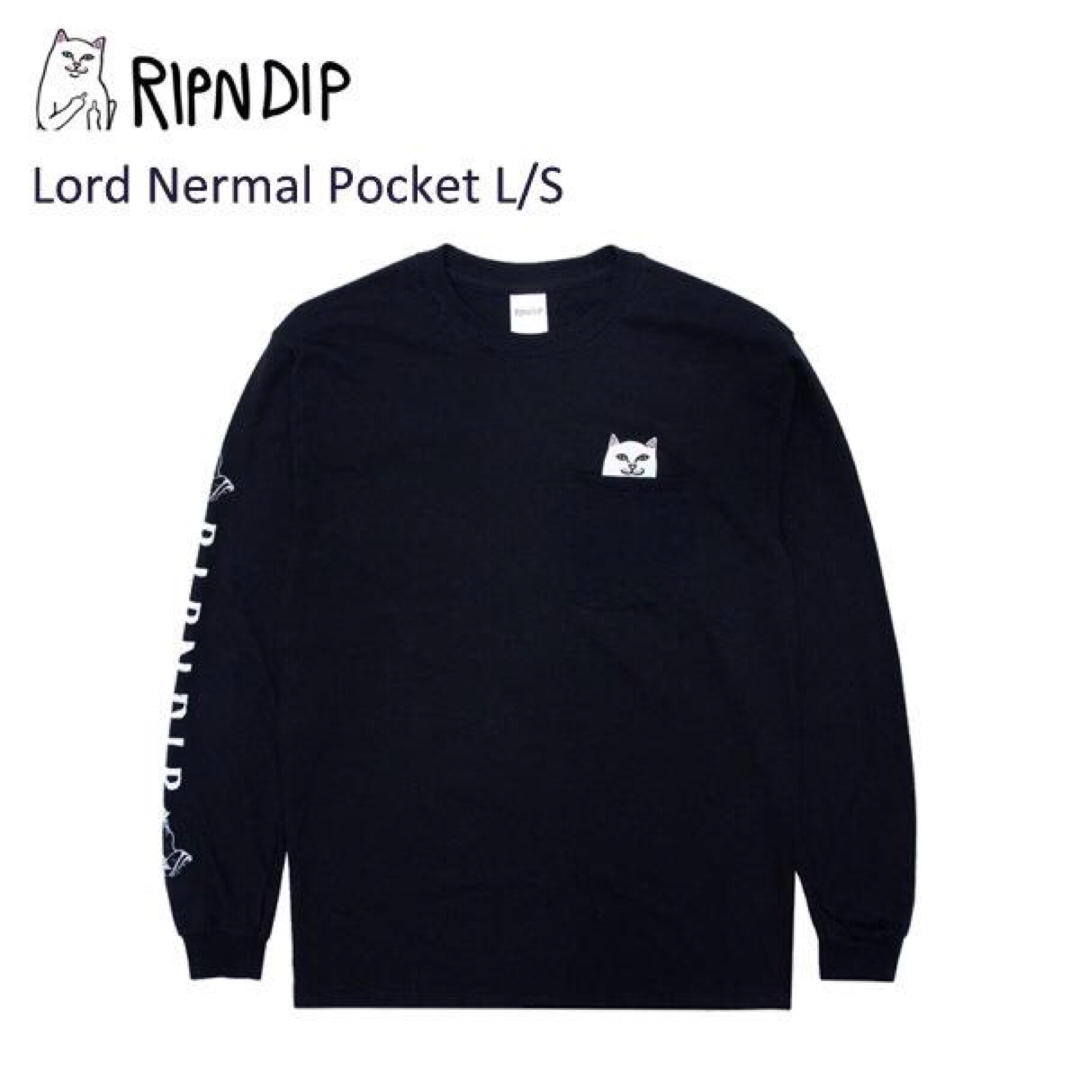 RIPNDIP(リップンディップ)のRIPNDIP ロンT XL Lord Nermal Pocket ブラック メンズのトップス(Tシャツ/カットソー(七分/長袖))の商品写真