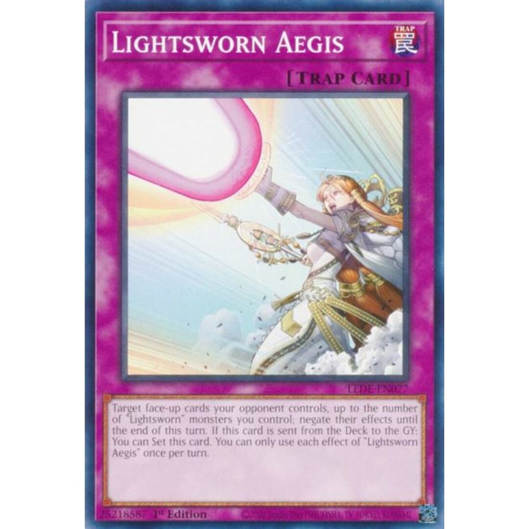 遊戯王 LEDE-EN077 ライトロード・アイギス Lightsworn Aegis (英語版 1st Edition ノーマル) Legacy of Destruction エンタメ/ホビーのアニメグッズ(その他)の商品写真