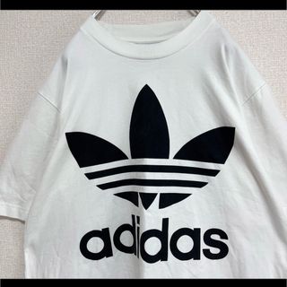 アディダス(adidas)のadidas アディダス Tシャツ 半袖 ホワイト でかロゴ トレフォイル XL(シャツ)