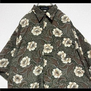 1点モノ 総柄シャツ 柄シャツ 花&ペイズリー柄 四角ボタン　ヴィンテージ(シャツ)