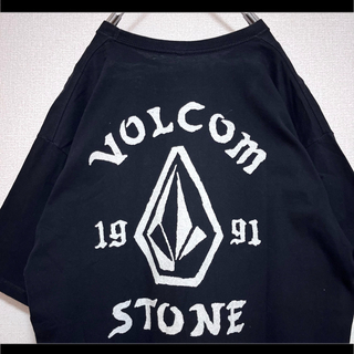 volcom - VOLCOM ボルコム Tシャツ 半袖 ブラック でかプリント ロゴ L 丸胴