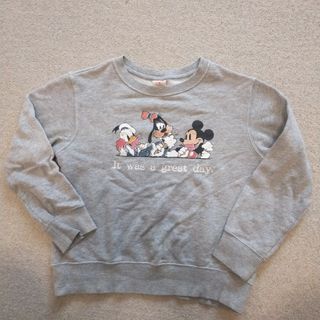 中古　ユニクロ　ディズニー　トレーナー　グレー　120  双子　②(Tシャツ/カットソー)