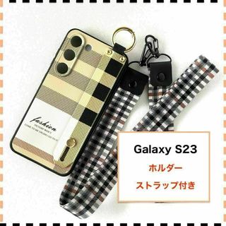 GalaxyS23 ケース ホルダー チェック柄 かわいい ギャラクシーS23(Androidケース)