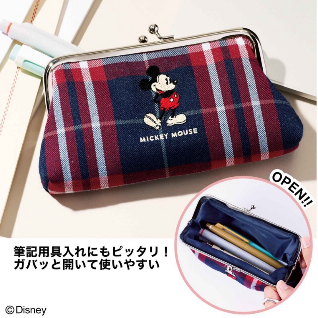 Disney(ディズニー)のMICKEY MOUSE [ミッキーマウス] 刺しゅうが豪華！ 横長がま口ポーチ レディースのファッション小物(ポーチ)の商品写真