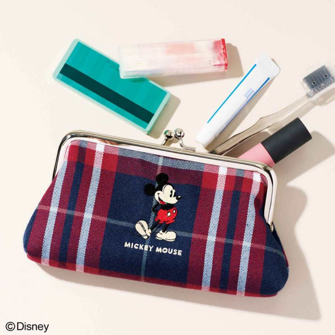 Disney(ディズニー)のMICKEY MOUSE [ミッキーマウス] 刺しゅうが豪華！ 横長がま口ポーチ レディースのファッション小物(ポーチ)の商品写真