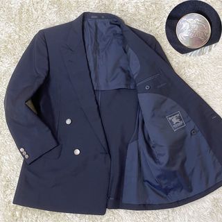 BURBERRY - 美品　バーバリー　テーラードジャケット　ダブル　シャドーホース　ホースボタン　紺