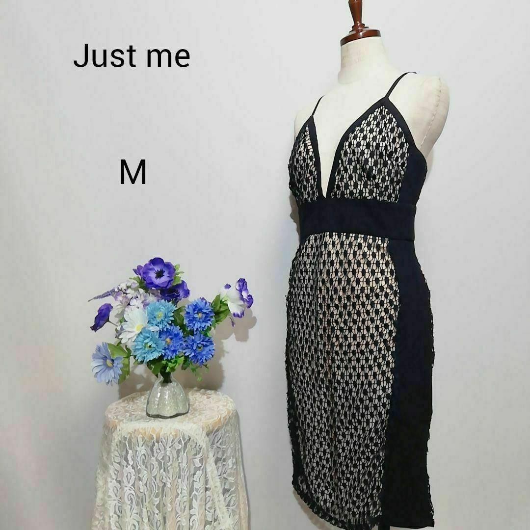 Just me 極上美品　ドレス　ワンピース　パーティー　Мサイズ　黒系色 レディースのフォーマル/ドレス(ナイトドレス)の商品写真