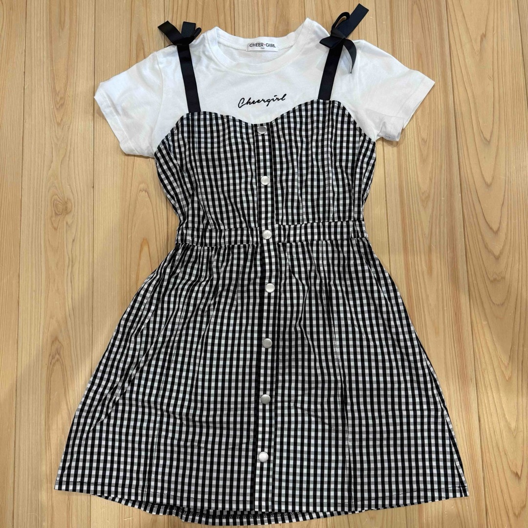  美品　ワンピース　スカート　150 小学生　女の子　半袖　ギンガムチェック キッズ/ベビー/マタニティのキッズ服女の子用(90cm~)(ワンピース)の商品写真