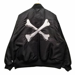 WTAPS ダブルタップス 21AW TEAM JACKET / NYLON. TWILL クロスボーン 刺繍 ナイロン スタジャン ブラック サイズ2＝M 正規品 / 34159