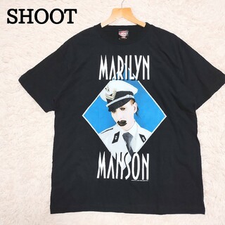 美品　マリリンマンソン　バンドT　黒　ビッグプリント　SHOOT　L(Tシャツ/カットソー(半袖/袖なし))