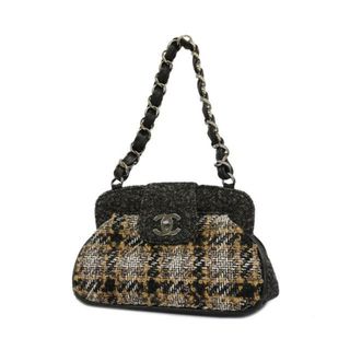 シャネル(CHANEL)の【4he5914】シャネル ショルダーバッグ/マトラッセ/チェーンショルダー/ツイード/ブラック/ブラウン/シルバー金具 【中古】 レディース(ショルダーバッグ)