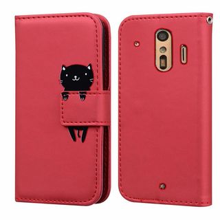 【色: 赤、猫(Red, Cat)】Ailisi Fjitsu らくらくスマート(その他)