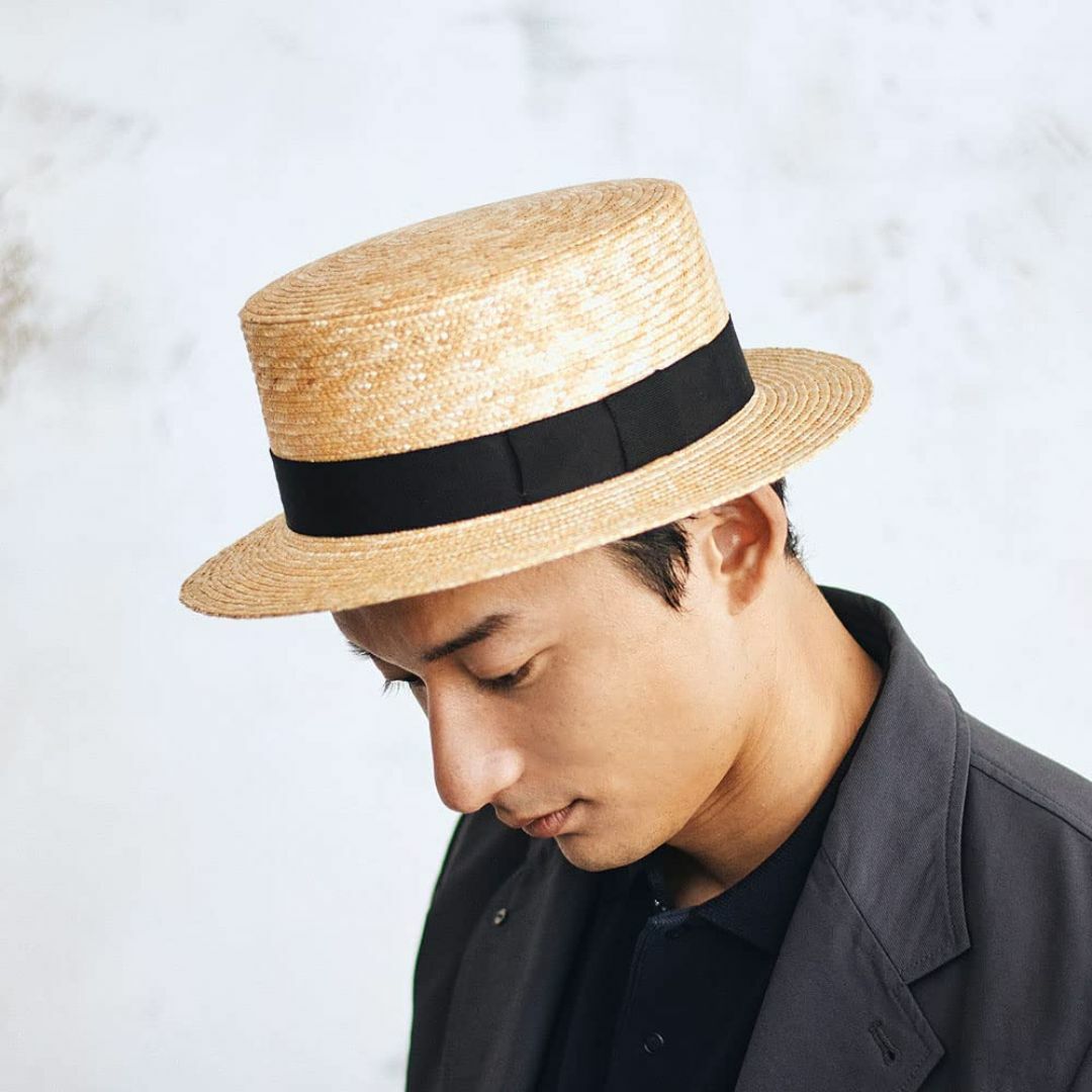 (田中帽子) Marin/h（マラン・オム）紳士用カンカン帽子（グログランブラッ レディースのファッション小物(その他)の商品写真