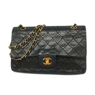 シャネル(CHANEL)の【4he5981】シャネル ショルダーバッグ/マトラッセ/Wフラップ Wチェーン/ラムスキン/ブラック/ゴールド金具 【中古】 レディース(ショルダーバッグ)