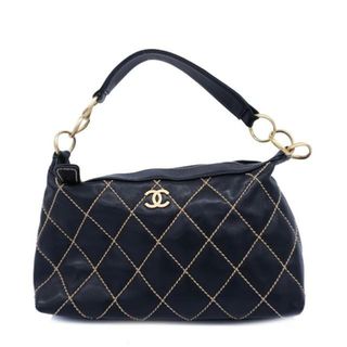 シャネル(CHANEL)の【4he6011】シャネル ショルダーバッグ/ワイルドステッチ/ラムスキン/ブラック/ゴールド金具 【中古】 レディース(ショルダーバッグ)