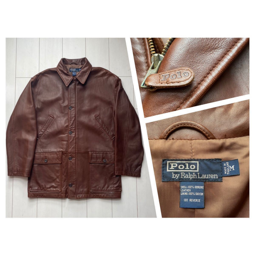 POLO RALPH LAUREN - 美品 90s POLO ラルフローレン レザー カー POLO RALPH LAUREN - 美品 90s POLO ラルフローレン レザー カー