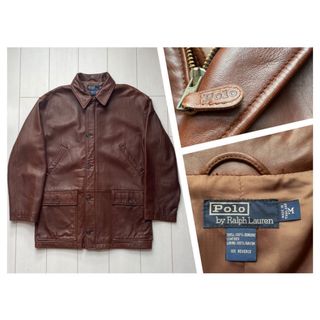 ポロラルフローレン(POLO RALPH LAUREN)の美品 90s POLO ラルフローレン レザー カーコート ジャケット XL(レザージャケット)