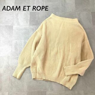 AER ADAM ET ROPE - ADAM ET ROPE デザイン ネック コットン リブ ニット ベージュ