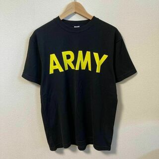 ARMY Tシャツ アーミー　ロゴ　プリント　ミリタリー　ブラック　黒　L(Tシャツ/カットソー(半袖/袖なし))