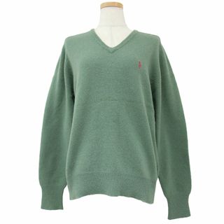 ポロラルフローレン(POLO RALPH LAUREN)のPOLO Ralph Lauren ポロ ラルフローレン ニット グリーン系 M ラムウール VINTAGE Vネック ポニー 刺繍 長袖 トップス プルオーバー シンプル 無地 オフィス カジュアル 大人 きれいめ【レディース】【中古】(ニット/セーター)