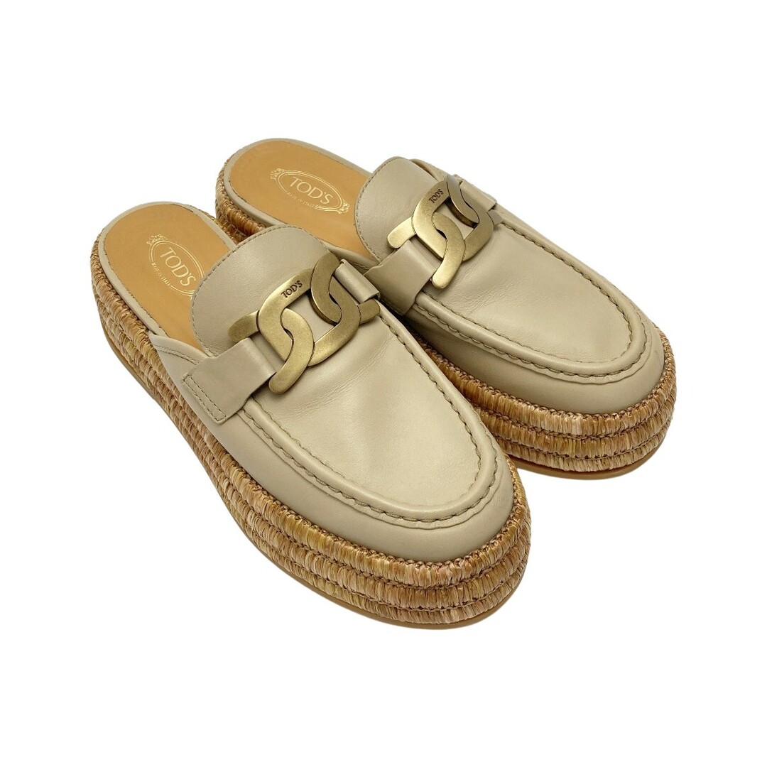 TOD'S(トッズ)の☆☆TODS トッズ Kate ケイト レザー プラットフォーム ミュール ベージュ サンダル SIZE39 レディースの靴/シューズ(サンダル)の商品写真