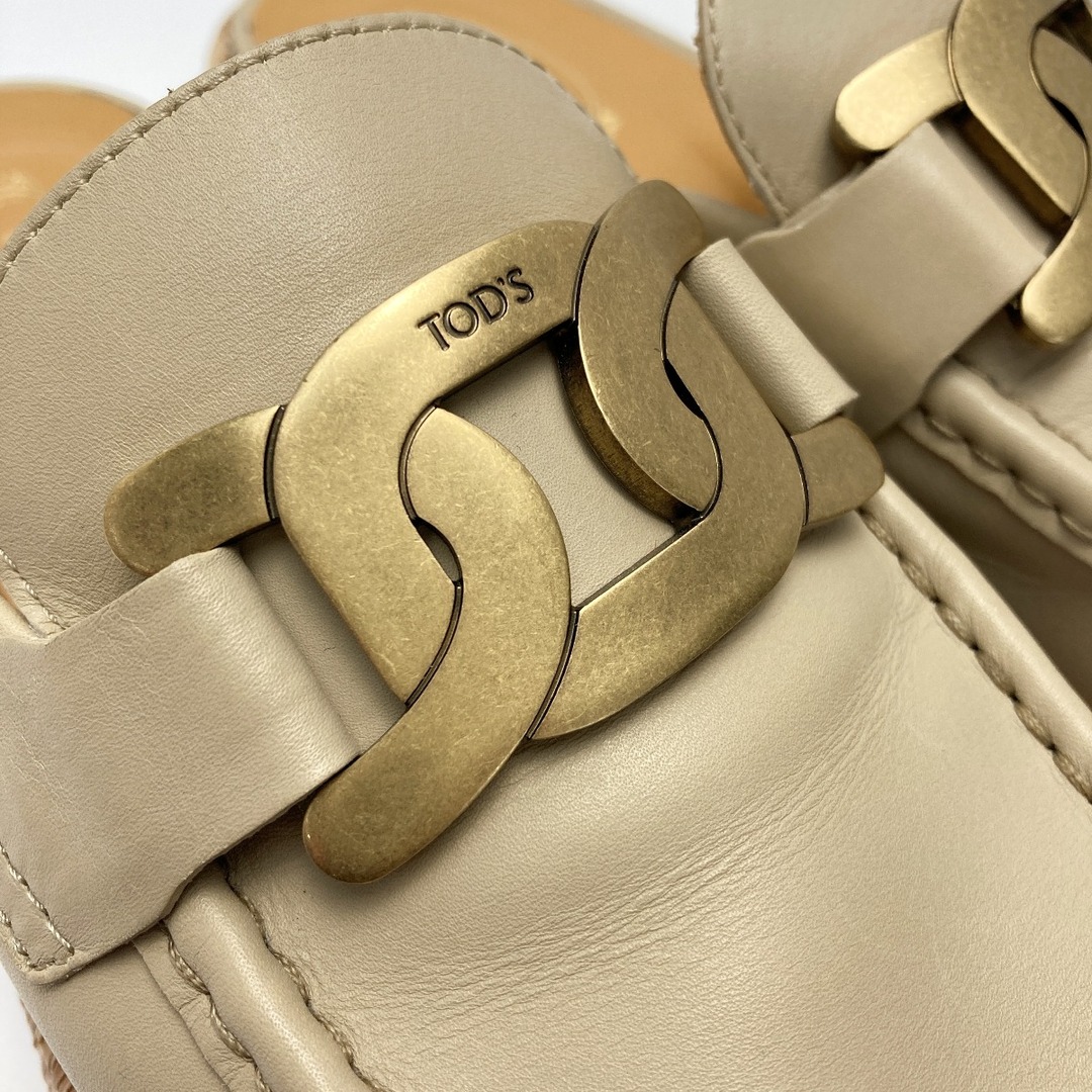 TOD'S(トッズ)の☆☆TODS トッズ Kate ケイト レザー プラットフォーム ミュール ベージュ サンダル SIZE39 レディースの靴/シューズ(サンダル)の商品写真