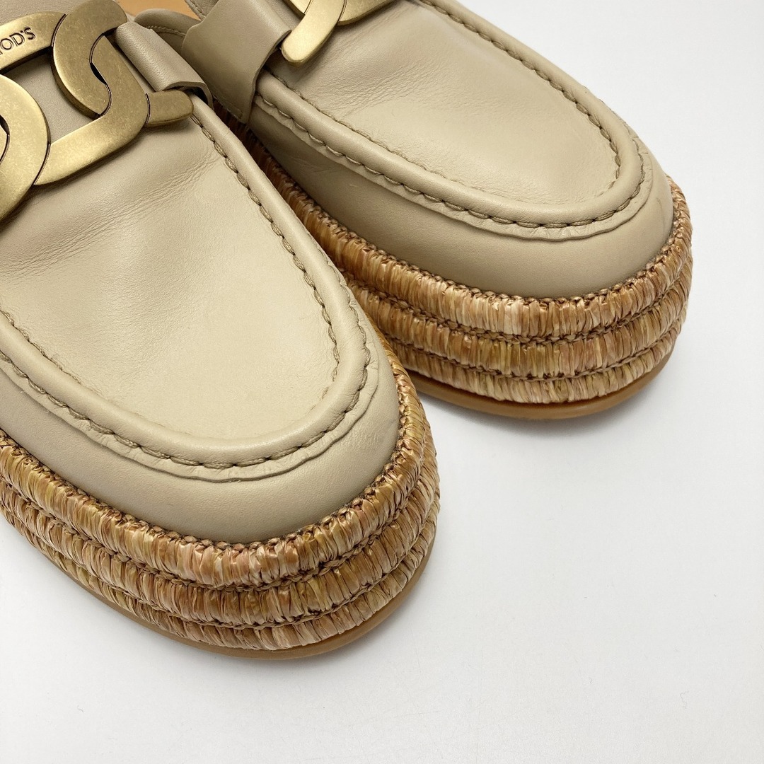 TOD'S(トッズ)の☆☆TODS トッズ Kate ケイト レザー プラットフォーム ミュール ベージュ サンダル SIZE39 レディースの靴/シューズ(サンダル)の商品写真