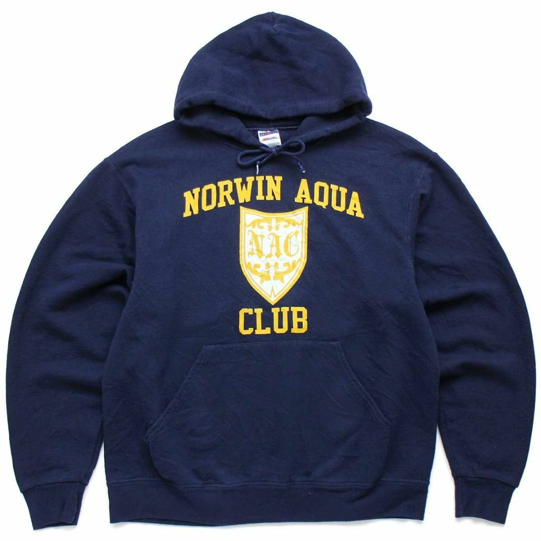 JERZEES(ジャージーズ)の00s NORWIN AQUA CLUB スウェットパーカー 紺 M★オールド フーディー スイミング スポーツ メンズのトップス(パーカー)の商品写真