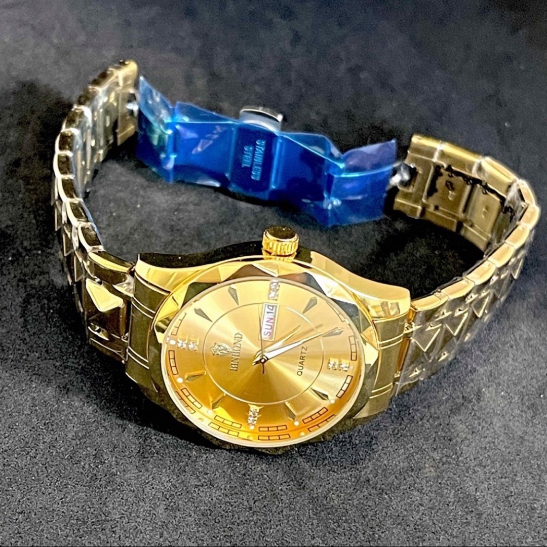 新品 BINBOND オマージュウォッチ メンズ腕時計 ゴールド デイデイト メンズの時計(腕時計(アナログ))の商品写真