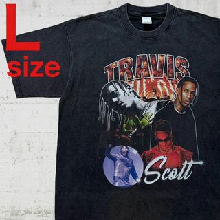 トラヴィス　TRAVIS　ヴィンテージ加工　ウォッシュ　Tシャツ　ブラック　L(Tシャツ/カットソー(半袖/袖なし))