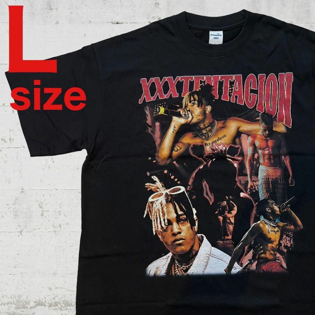 テンタシオン　XXXTentacion　ラッパー　ラップ　Tシャツ　ブラック　L メンズのトップス(Tシャツ/カットソー(半袖/袖なし))の商品写真