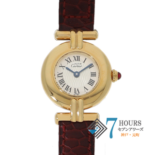 カルティエ(Cartier)の【120728】CARTIER カルティエ  1847 マストコリゼ 150周年モデル シルバーダイヤル GP/レザー（クロコ） クオーツ 当店オリジナルボックス 腕時計 時計 WATCH レディース 女性 女【中古】(腕時計)