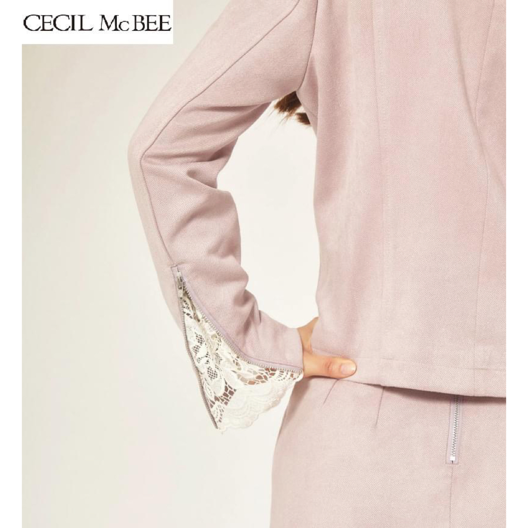 CECIL McBEE(セシルマクビー)のセシルマクビーCECIL McBEE刺繍ライダースジャケットMピンク送料無料 レディースのジャケット/アウター(ライダースジャケット)の商品写真