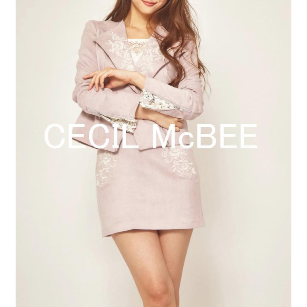 CECIL McBEE(セシルマクビー)のセシルマクビーCECIL McBEE刺繍ライダースジャケットMピンク送料無料 レディースのジャケット/アウター(ライダースジャケット)の商品写真