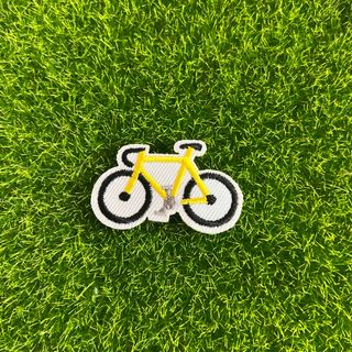 イエロー 黄色 自転車 アイロンワッペン 刺繍ワッペン 1枚(各種パーツ)