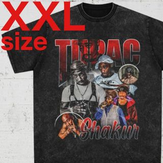 2PAC　TUPAC　Shakur　シャクール　半袖　Tシャツ　ブラック　XXL(Tシャツ/カットソー(半袖/袖なし))