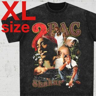 2PAC　Shakur　サグライフ　RAP　ラップ　Tシャツ　ブラック　XL(Tシャツ/カットソー(半袖/袖なし))