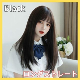 黒髪フルウィッグ　ロングストレート　ブラック　黒　コスプレ　かつら　女装　韓国(ロングストレート)