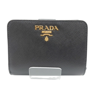 プラダ(PRADA)のプラダ PRADA サフィアーノ 二つ折り財布 財布 ウォレット コンパクト 四角 スクエア シンプル 無地 機能的 ブラック×ゴールド レザー 1ML018 レディース 【中古 AB品】☆送料無料☆ 当店通常価格47800円(財布)