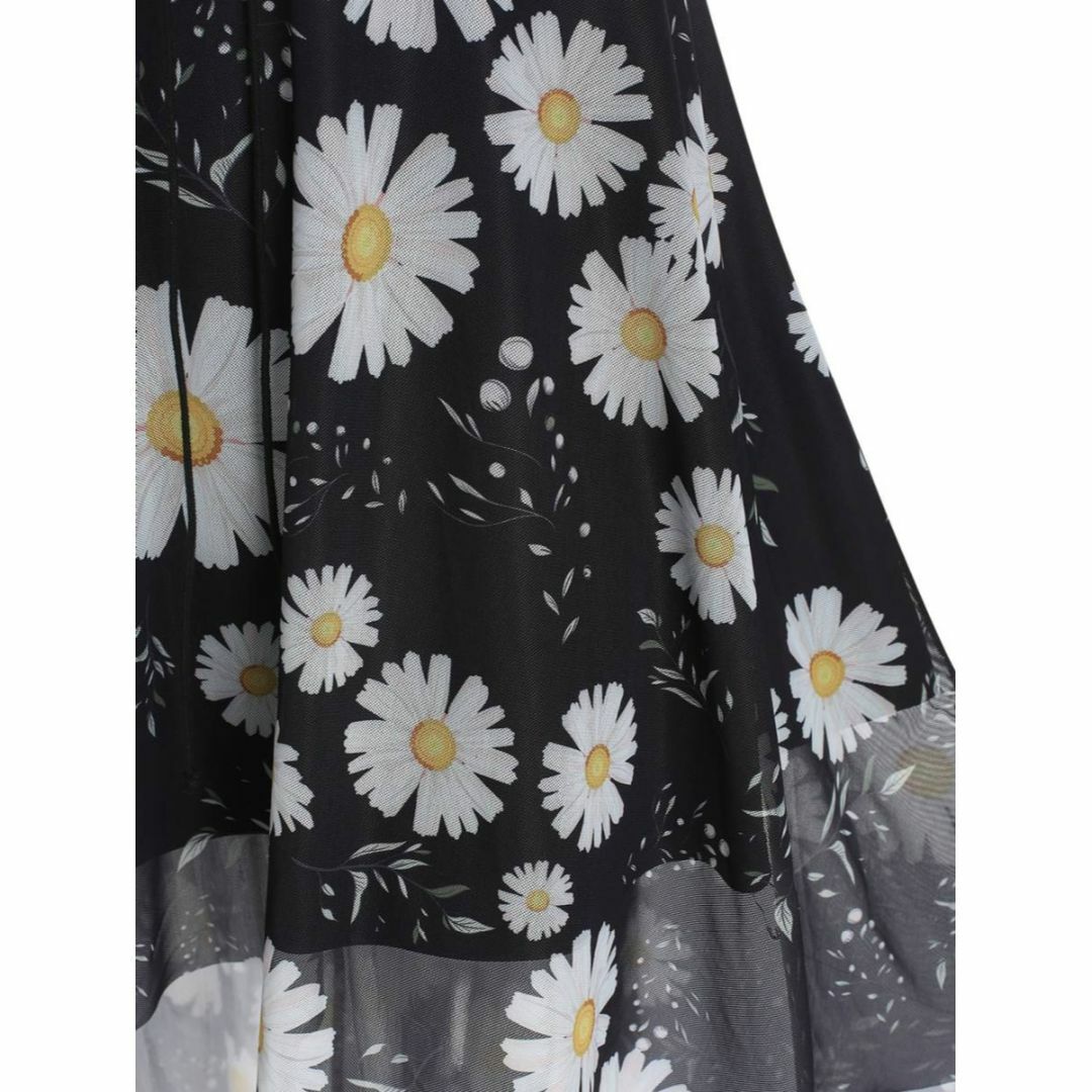 新品大きいサイズ4L ゴシック編み上げマーガレット柄マキシスカート ゴスロリ レディースのスカート(ロングスカート)の商品写真