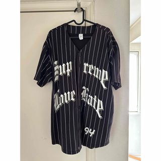 シュプリーム(Supreme)のsupreme 19AW Love Hateロゴ ストライプ ベースボールシャツ(Tシャツ/カットソー(半袖/袖なし))