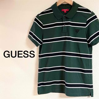 ゲス(GUESS)のGUESS ゲス メンズ 半袖 ボーダー ポロシャツ トップス 夏服 Ｓ(ポロシャツ)